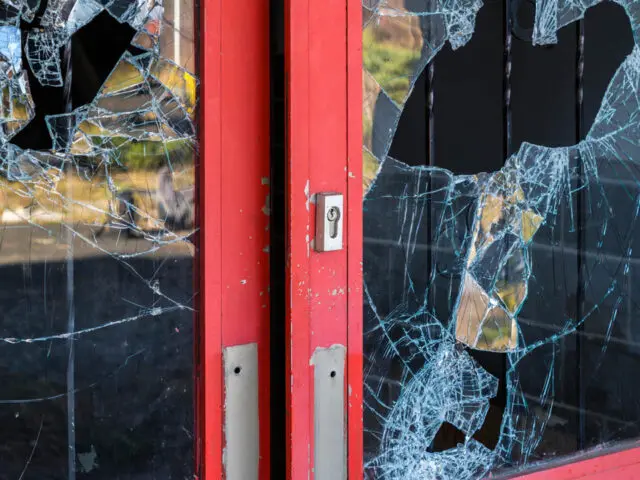 broken glass door